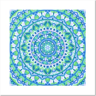 Color Wheel - Blue Base Mandala Posters and Art